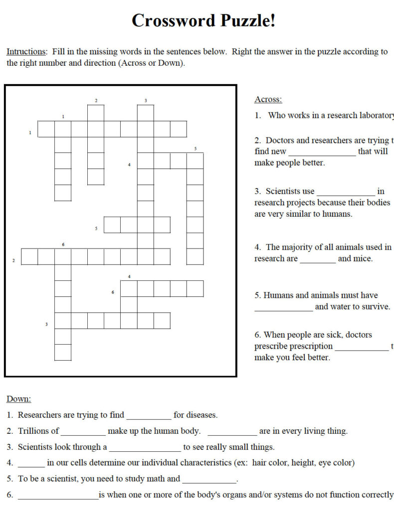 Biomedical Crossword Puzzle