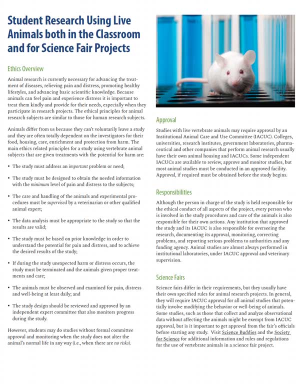 Student Research Using Live Animals both in the Classroom and for Science Fair Projects pdf cover