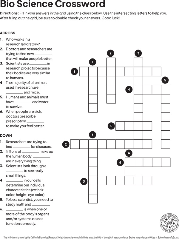 Biology Science Crossword