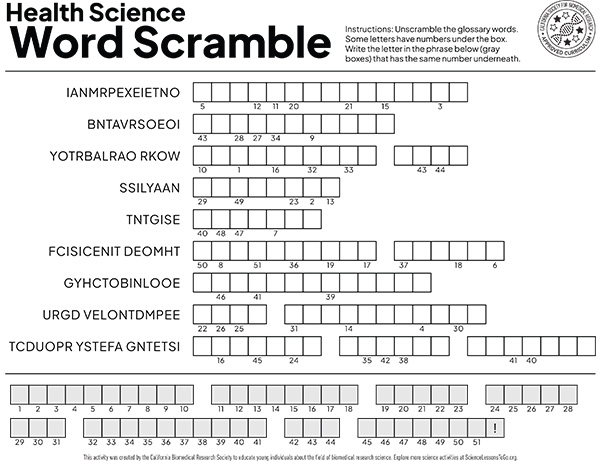 Health Science Word Scramble